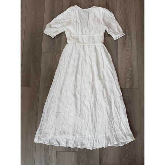 Commense Coastal Frenchy Cottage Flowy Button Split Long Dress White Maxi Small - Picture 3 of 9